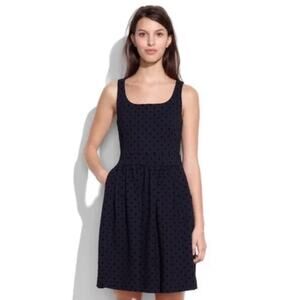 Madewell Black Velvet Polka Dot Fit & Flare Dress Women’s Size Small